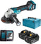 Makita DGA511RTJ 18V Li-Ion Accu haakse slijper set (2x 5.0Ah accu) in Mbox - 125mm - koolborstelloos