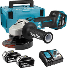 Makita DGA511RTJ 18V Li-Ion Accu haakse slijper set (2x 5.0Ah accu) in Mbox - 125mm - koolborstelloos