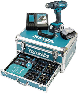 Makita DHP482RFX9 18V Li-Ion accuboormachine met klopfunctie - 2x 3.0Ah accu + lader + aluminium koffer + accessoireset