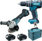 Makita DLX2126TJ1 18V Li-Ion accu Klopboor-/schroefmachine (DHP480) & haakse slijper (DGA504) combiset (2x 5.0Ah accu) in 2 x Mbox
