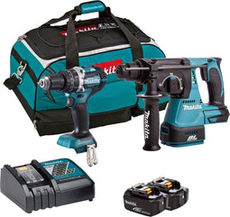 Makita DLX2204TX3 Combiset 18V DHP484 accu klop boormachine + DHR242 accu boorhamer (2x 5.0Ah accu)