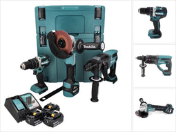 Makita DLX3093TJ 18V LXT 3 delige set: DGA513 Haakse slijper + DHP484 (Klop)boormachine + DHR202 Boorhamer met 3 x 5.0Ah accu's