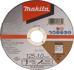 Makita E-03040 Doorslijpschijf 125x22,23x1,0mm Rvs