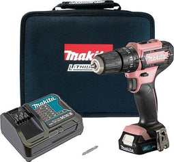 Makita HP333DSAP 12V Li-Ion accu klopboor-/schroefmachine set (1x 2Ah accu) in tas - PINK