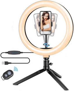 Malatie ® LED Ringlamp met Statief Smartphone en Afstandbediening - Bureau Statief- Tiktok lamp - Ringlight met statief - Ringlamp USB 26 cm/10 inch - Ringlamp met Telefoonhouder - Make up licht - Studiolamp - Valentijn - Flitser