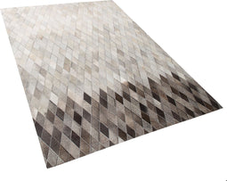 MALDAN - Patchwork vloerkleed - Beige - 160 x 230 cm - Koeienhuid leer