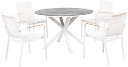 MALETTO/BUSSETO - Tuinset voor 4 - Wit/Marmer - Aluminium
