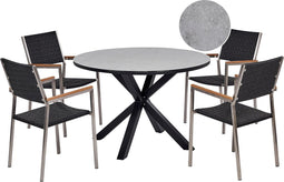 MALETTO/GROSSETO - Tuinset 4-zits - Grijs/Zwart - Aluminium/PE rotan