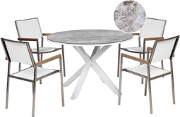 MALETTO/GROSSETO - Tuinset 4-zits - Wit - Aluminium/Polyester