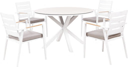 MALETTO/TAVIANO - Tuinset voor 4 - Wit/Grijs - Aluminium