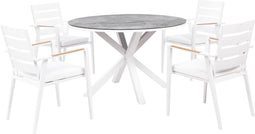 MALETTO/TAVIANO - Tuinset voor 4 - Wit/Marmer- Aluminium