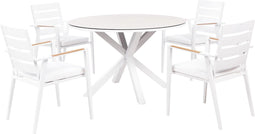 MALETTO/TAVIANO - Tuinset voor 4 - Wit/Taupe - Aluminium