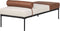 MALMOS - Chaise longue - Lichtbeige/Bruin - Kunstleer/Linnen