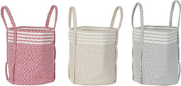 Mand DKD Home Decor Rood Beige Grijs Boho 30 x 30 x 34 cm (3 Stuks)
