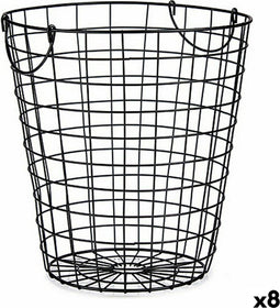 Mand Met handvatten Zwart Staal 30 x 30 x 30 cm (8 Stuks)