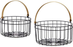 Mand Rond Zwart Gouden Metaal (2 pcs)