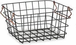 Mand van Staaldraad Zwart Staal Koper (22,5 x 14 x 31,5 cm) (12 Stuks)