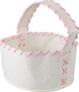 Mand | vilt | Ø20cm | 10cm | rond | offwhite/pink | 1 stuks