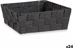 Mand Vlechten Zwart Stof 2,4 L 20 x 8 x 24 cm (24 Stuks)