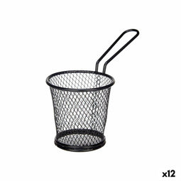 Mand voor aperatieven Kinvara W8088S-BLACK Zwart Metaal 16 x 11,5 x 8 cm (12 Stuks)