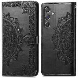 Mandala Bookcase voor de Samsung Galaxy A15 (5G/4G) - Zwart