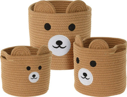 Manden Set - Mand - Beer - Bruin - Set van 3 - Katoen - Opbergmand