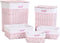 Mandenset DKD Home Decor Roze Polyester Kinderen vlechtwerk (44 x 34 x 56 cm)