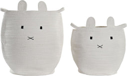 Mandenset DKD Home Decor Wit Kinderen Dier 35 x 35 x 49 cm (2 Stuks)