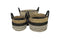 Mandenset Malibu - zwart/naturel/wit - raffia/zeegras - set van 3