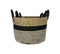Mandenset Malibu - zwart/naturel/wit - raffia/zeegras - set van 3