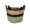 Mandenset Malibu - zwart/naturel/wit - raffia/zeegras - set van 3