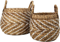 Mandenset - naturel/wit - waterhycinth - set van 2