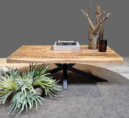 Mango Coffee Table Live Edge 120 3+3cm with Spiderleg