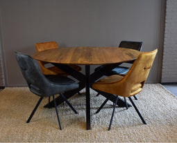 mango eettafel 140 cm verjongde rand met 4 Milou stoelen - COMBIDEAL