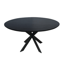 Mangoe Eiken eettafel Ferris | Rond 150 cm | Zwart