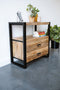 Mangohout - Nachtkastje - Bijzettafel - kastje 2 lades Industrieel Design 80 cm - Mangohout en Staal - Tv-meubel - - Stalen Poten
