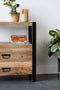 Mangohout - Nachtkastje - Bijzettafel - kastje 2 lades Industrieel Design 80 cm - Mangohout en Staal - Tv-meubel - - Stalen Poten