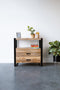 Mangohout - Nachtkastje - Bijzettafel - kastje 2 lades Industrieel Design 80 cm - Mangohout en Staal - Tv-meubel - - Stalen Poten