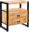 Mangohout - Nachtkastje - Bijzettafel - kastje 2 lades Industrieel Design 80 cm - Mangohout en Staal - Tv-meubel - - Stalen Poten