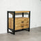 Mangohout - Nachtkastje - Bijzettafel - kastje 2 lades Industrieel Design 80 cm - Mangohout en Staal - Tv-meubel - - Stalen Poten
