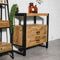 Mangohout - Nachtkastje - Bijzettafel - kastje 2 lades Industrieel Design 80 cm - Mangohout en Staal - Tv-meubel - - Stalen Poten