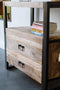 Mangohout - Nachtkastje - Bijzettafel - kastje 2 lades Industrieel Design 80 cm - Mangohout en Staal - Tv-meubel - - Stalen Poten