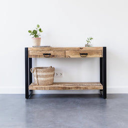 Mangohout Sidetable Britt- Dressoir - Console - Tafel - met 2 lades - 115 cm