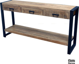 Mangohouten Sidetable met drie lades