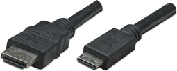 Manhattan 304955-CG HDMI-kabel HDMI Aansluitkabel HDMI-A-stekker, HDMI-mini-C-stekker 1.80 m Zwart 4K UHD