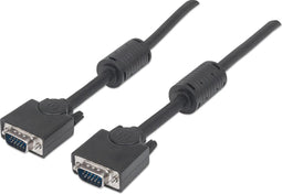 Manhattan 317733 VGA-kabel VGA Aansluitkabel VGA-stekker 15-polig, VGA-stekker 15-polig 3.00 m Zwart Schroefbaar, Met F