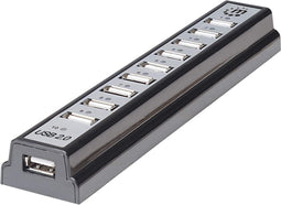Manhattan USB 2.0-hub 10 poorten Zwart, Zilver