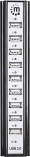 Manhattan USB 2.0-hub 10 poorten Zwart, Zilver
