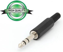 MANNELIJKE 6.35mm STEREO JACK - PLASTIC ZWART (CA020H)