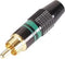 MANNELIJKE RCA PLUG - VERGULDE STEKKER - ZWARTE BEHUIZING - GROENE RING (CA051G)